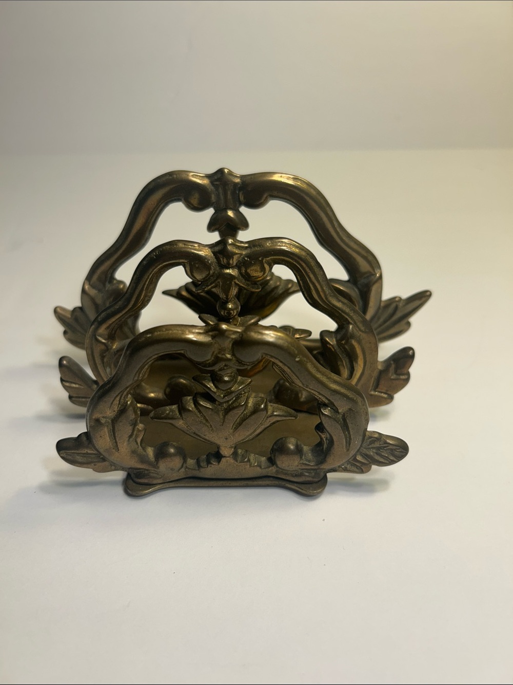 Vintage Crowning Touch Brass Victorian Design Letter Mail Sorter / Napkin Holder